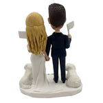 Niestandardowy ślubny bobblehead z dwoma białymi psami