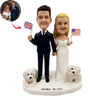 Niestandardowy ślubny bobblehead z dwoma białymi psami