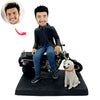 Bobbleheads motocyklista ze szczeniakiem