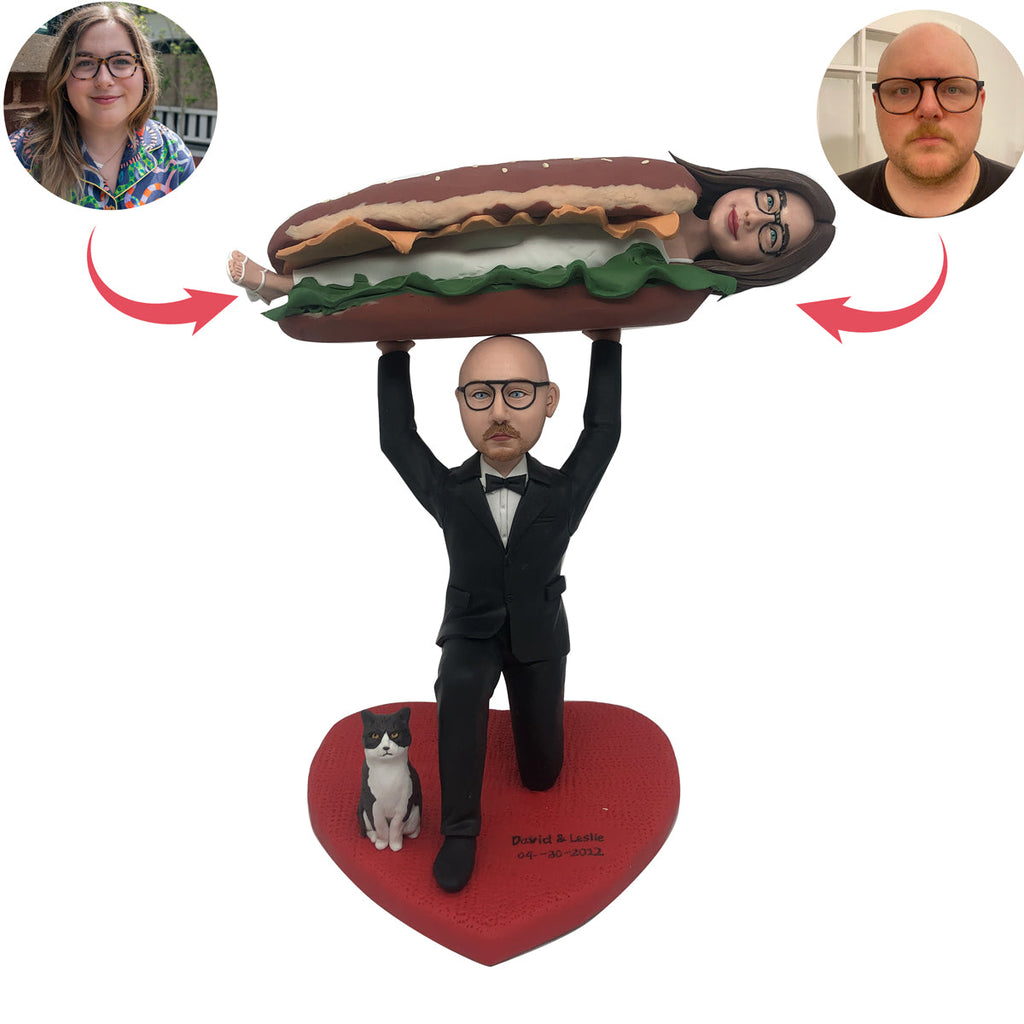 Burgerowa lalka Bobblehead w zabawnym stylu