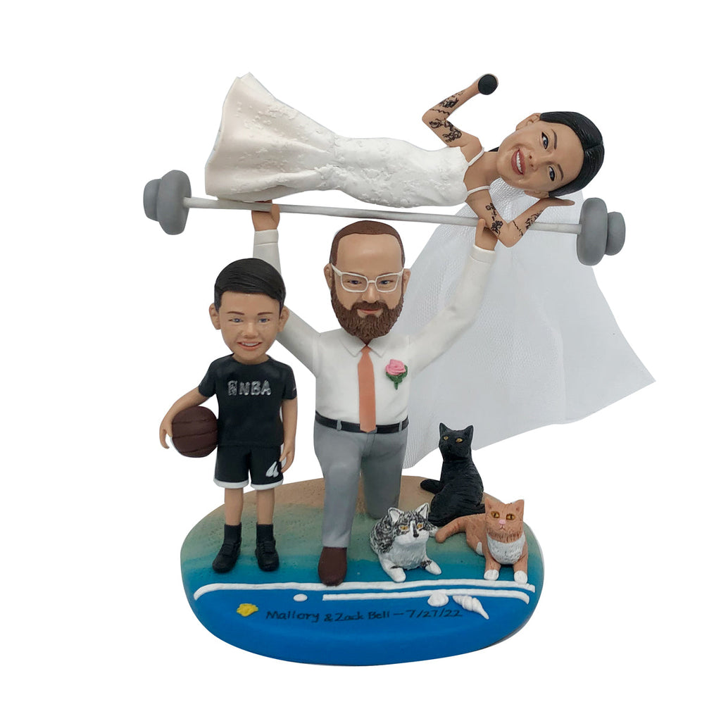 Szczęśliwa rodzinna lalka Bobblehead ze zwierzętami