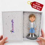 Personalizowana figurka dziecka z ruchomą głową ze zdjęcia z podstawą w kształcie serca