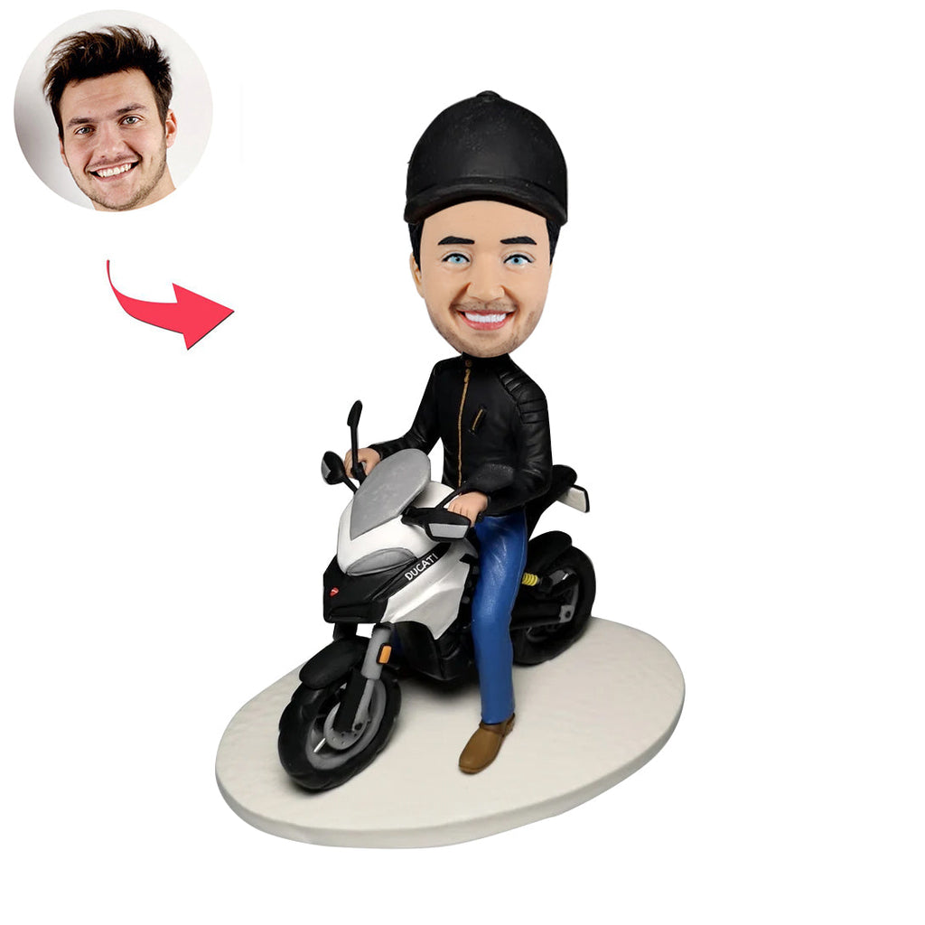 Spersonalizowany prezent Bobblehead z motocyklem na Dzień Ojca