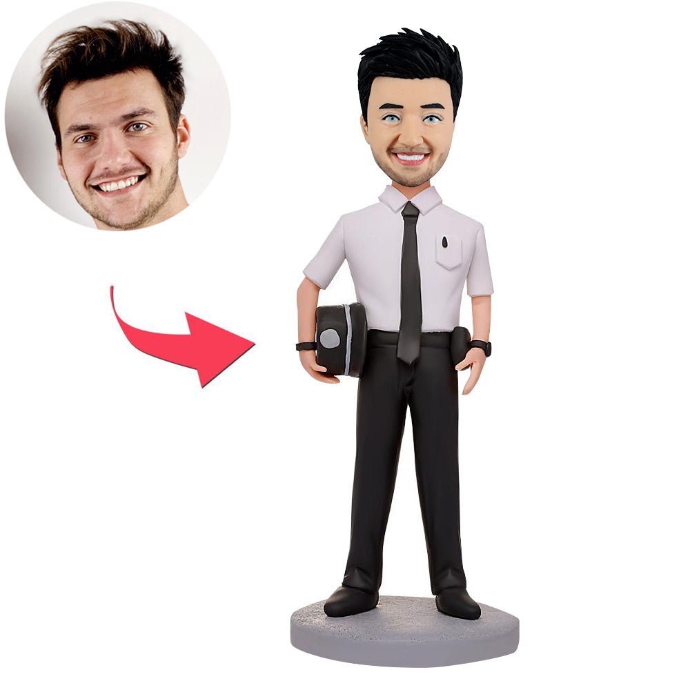 Niestandardowy policjant Bobblehead trzymający kapelusz