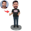Niestandardowy Bobblehead Super Tata w swobodnej czarnej koszulce