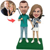 Niestandardowa para Bobblehead grająca w golfa
