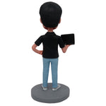 Niestandardowy męski inżynier oprogramowania Bobblehead z komputerem