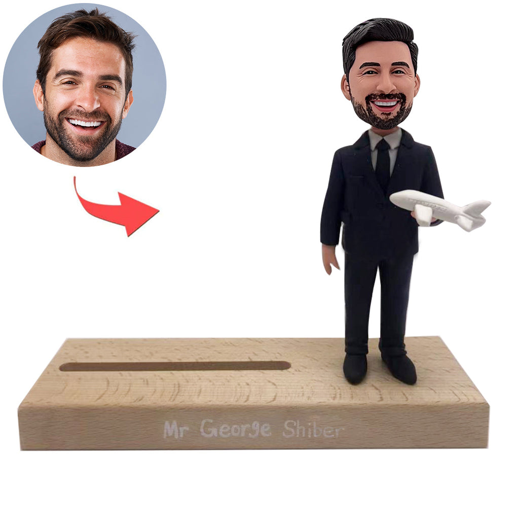 Niestandardowe etui na karty Kapitana Bobblehead z modelem samolotu