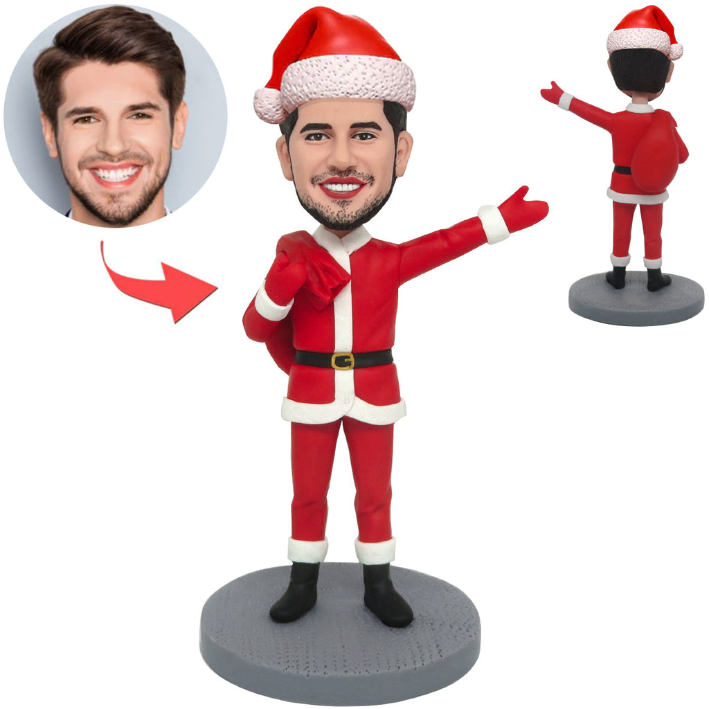Święty Mikołaj niosący prezenty Niestandardowa figurka Bobblehead