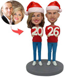 Szczęśliwego Nowego Roku Prezent na Boże Narodzenie Niestandardowa para Bobblehead