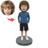 Niestandardowa lalka Boy Bobble Head z dżinsową koszulą