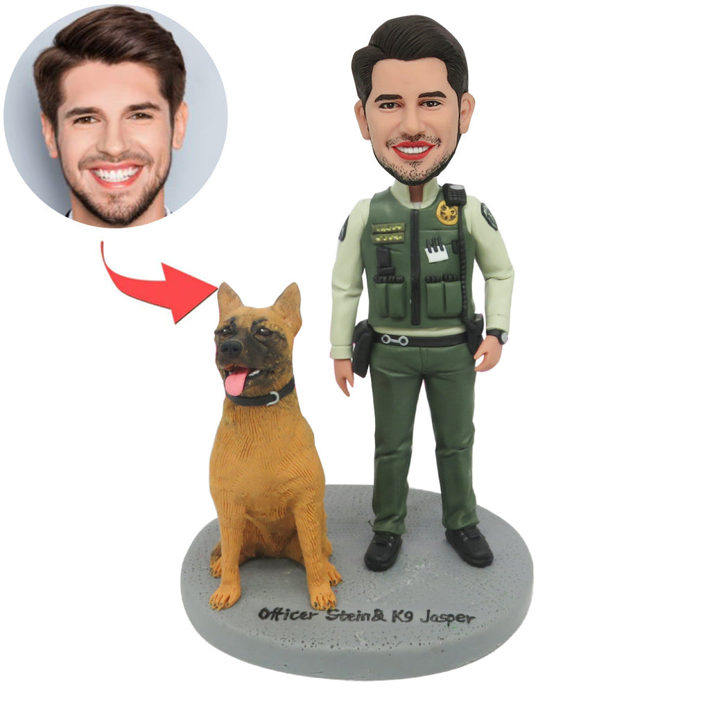 Niestandardowa figurka policjanta z psem