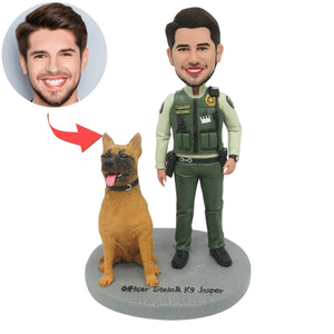 Niestandardowa figurka policjanta z psem