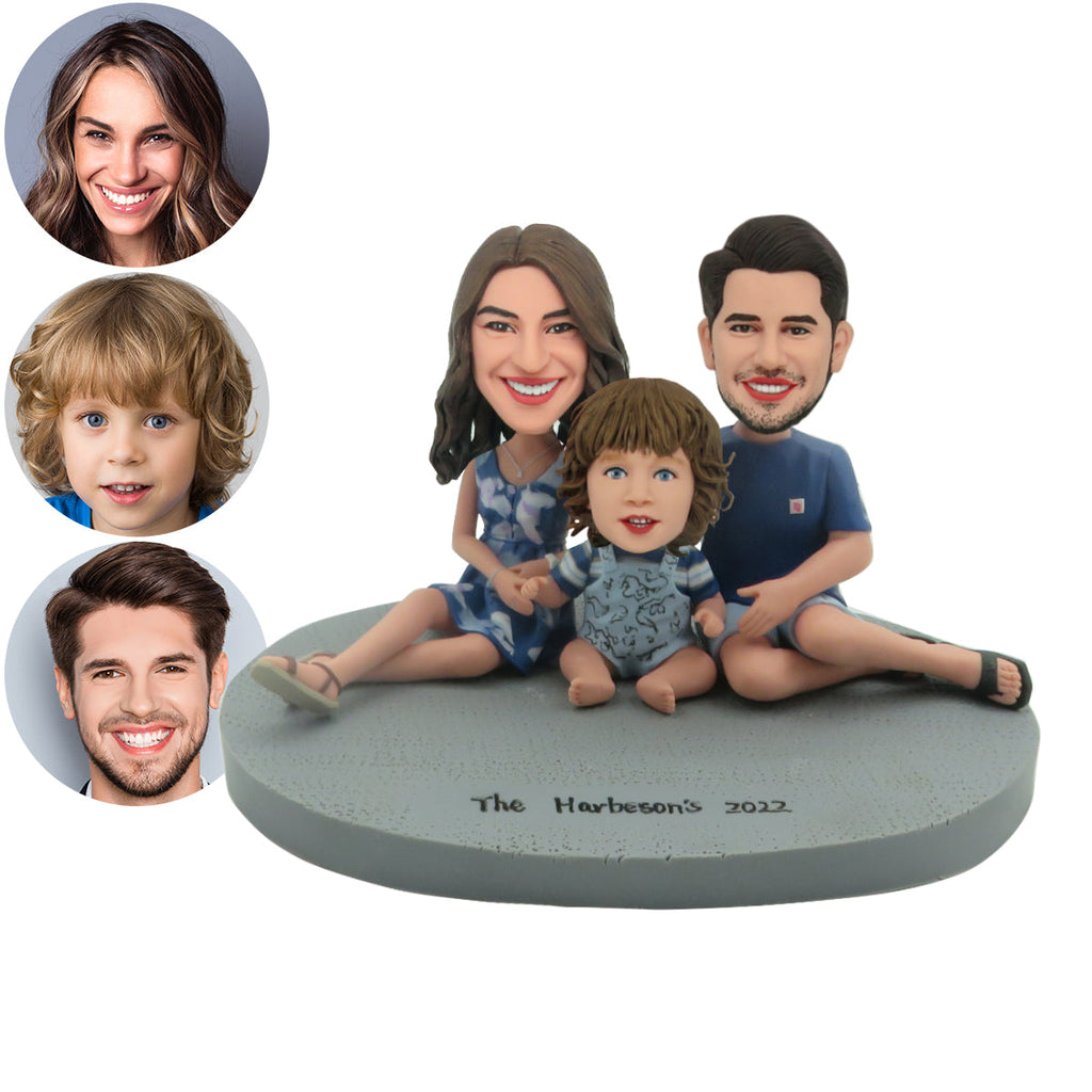 Niestandardowa figurka Bobblehead z siedzącą rodziną