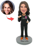 Niestandardowe damskie bobbleheady z czarnym garniturem