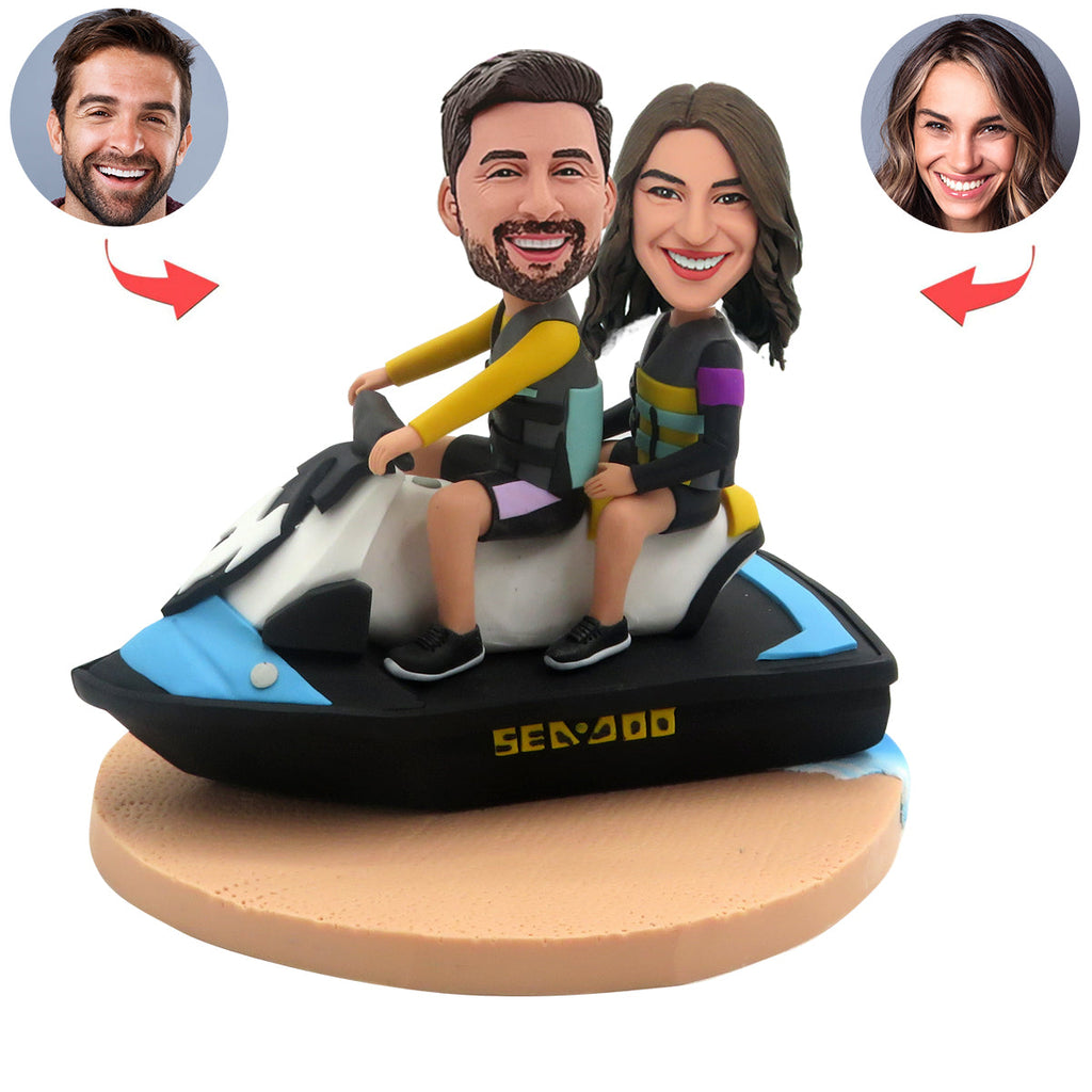 Niestandardowa figurka Bobblehead z parą jadącą łodzią motorową