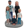 Spersonalizowane, niestandardowe rodzinne figurki Bobblehead z 3 dziećmi