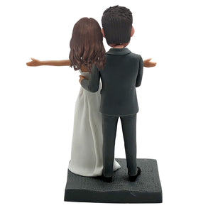 Niestandardowe ślubne bobblehead para przytulająca talię