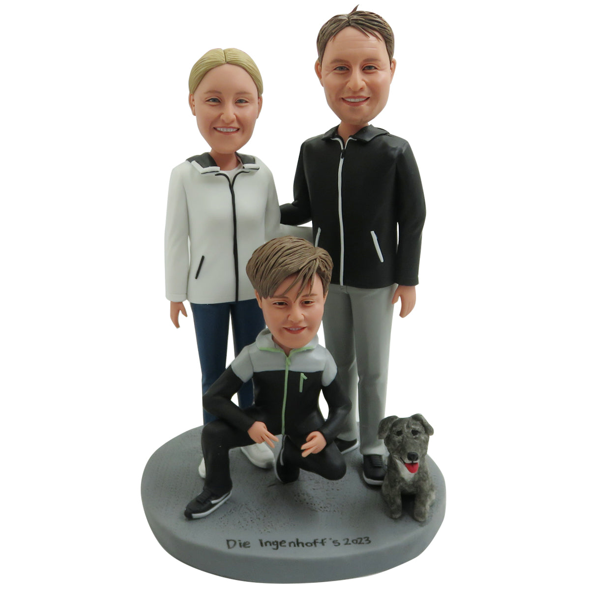 Niestandardowy Bobblehead Love Sports Rodzina z psem