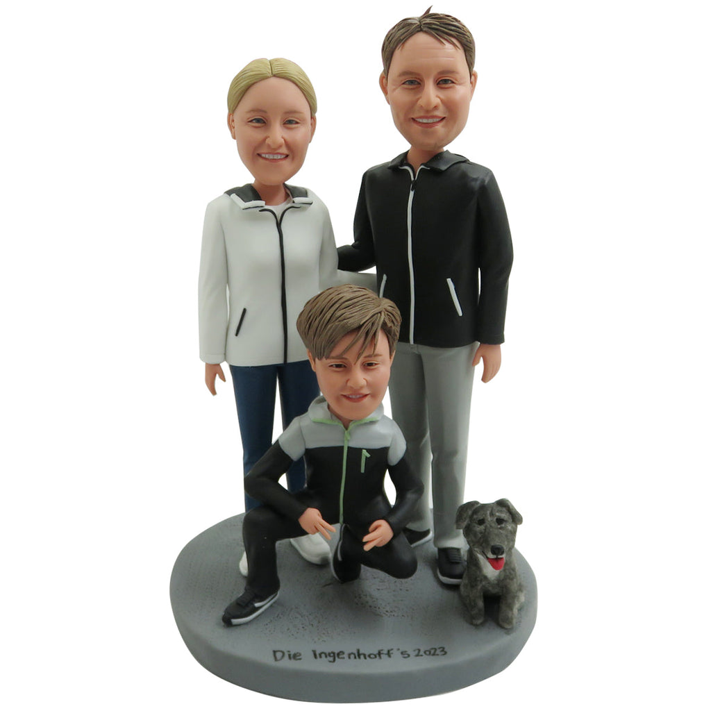 Niestandardowy Bobblehead Love Sports Rodzina z psem