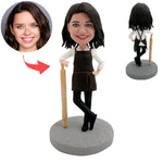 Niestandardowa mama szefa kuchni Bobblehead z wałkiem do ciasta