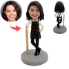 Niestandardowa mama szefa kuchni Bobblehead z wałkiem do ciasta