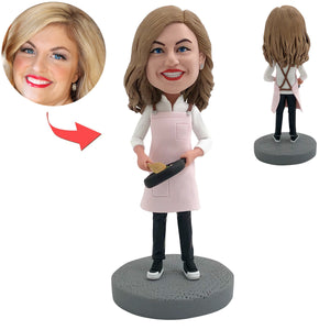 Niestandardowa Bobblehead Gotująca Mama Z Patelnią