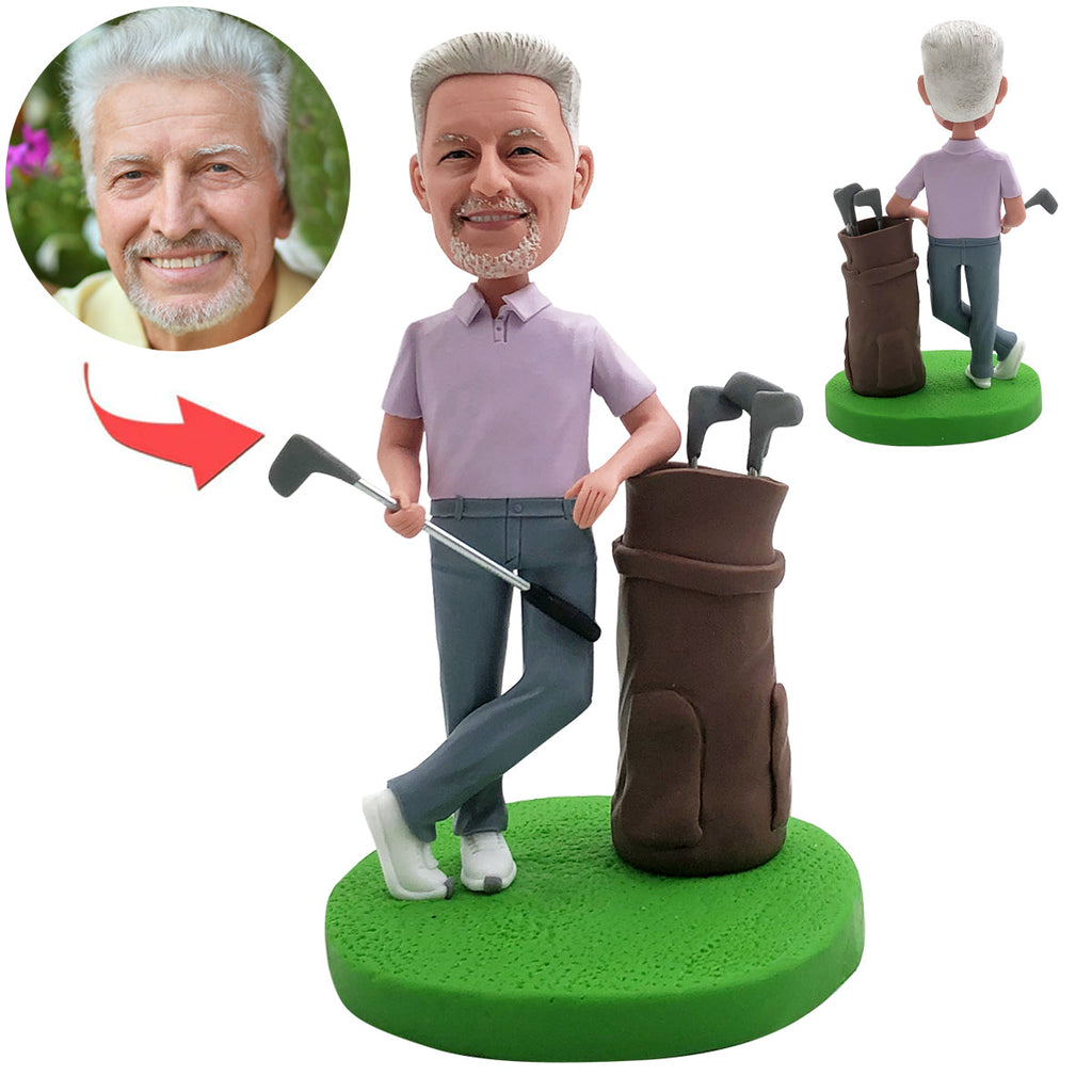 Pomysł na prezent na Dzień Ojca – niestandardowa figurka Bobblehead z torbą golfową