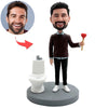 Niestandardowy zabawny bobblehead odblokowujący toaletę
