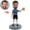 Spersonalizowany Bobblehead szczęśliwy picie piwa