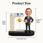 Spersonalizowany kalendarz biurkowy dla szefa z figurką bobblehead na zamówienie