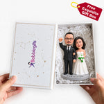 Personalizowana figurka pary młodej z podstawką na obrączki ze zdjęcia