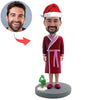 Niestandardowy ojciec Bobblehead w szlafroku z czapką Świętego Mikołaja