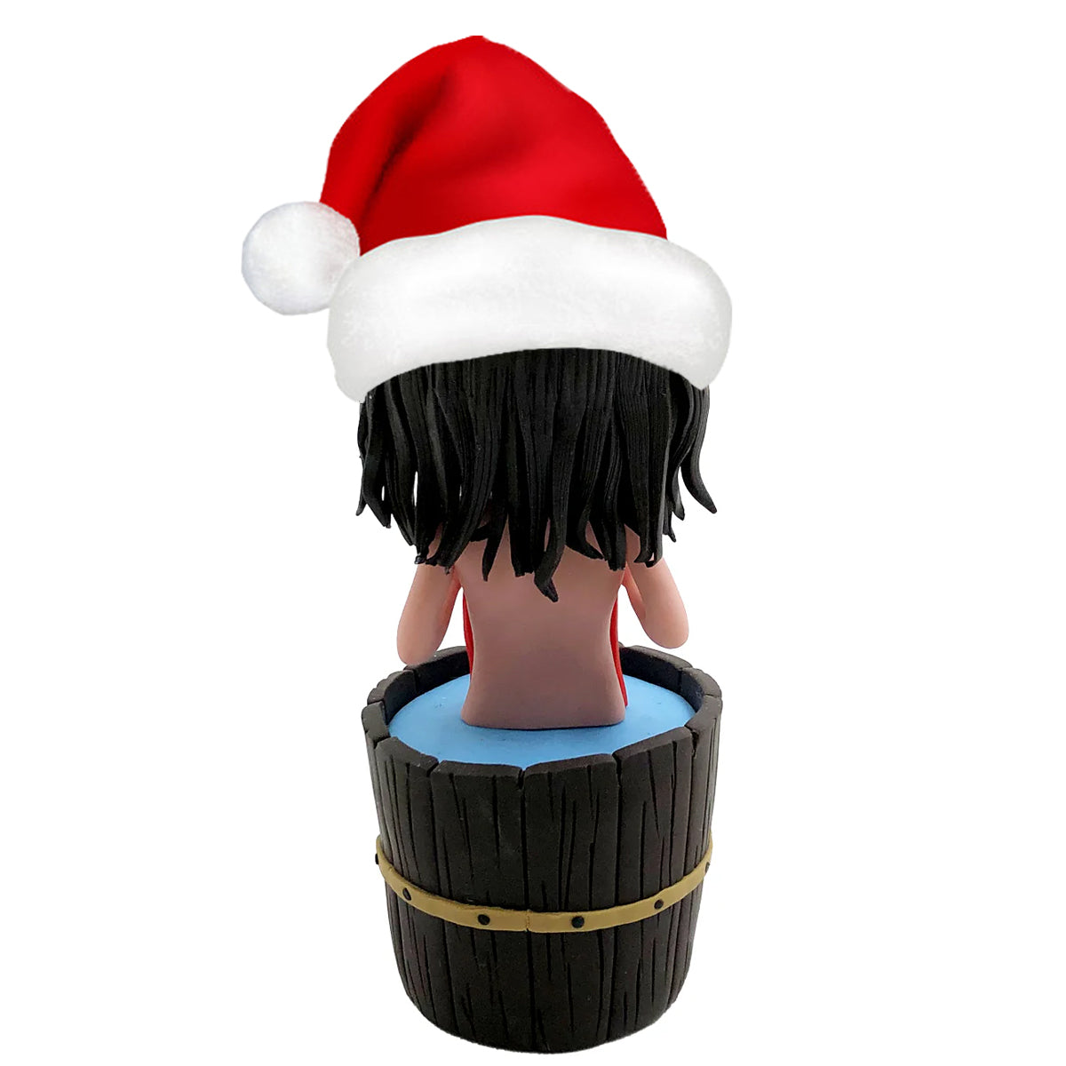 Niestandardowa kobieta Bobblehead kąpiąca się z kapeluszem Świętego Mikołaja