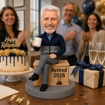 Personalizowana figurka bobblehead na emeryturę z kubkiem kawy