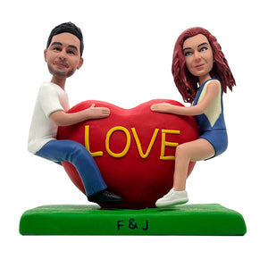 Bobblehead zakochanej pary w kształcie serca na zamówienie
