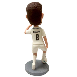Niestandardowy piłkarz Bobblehead w białej koszulce
