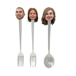 Personalizowany widelec i łyżka Bobblehead Family