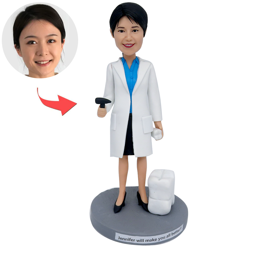 Spersonalizowany prezent Bobblehead dla kobiecej dentystki