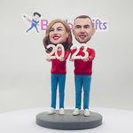 Szczęśliwego Nowego Roku Prezent na Boże Narodzenie Niestandardowa para Bobblehead