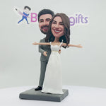 Niestandardowe ślubne bobblehead para przytulająca talię